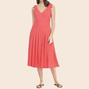 Gal Meets Glam Coral Pink Scarlett Button Up V-neck Dress Size 6